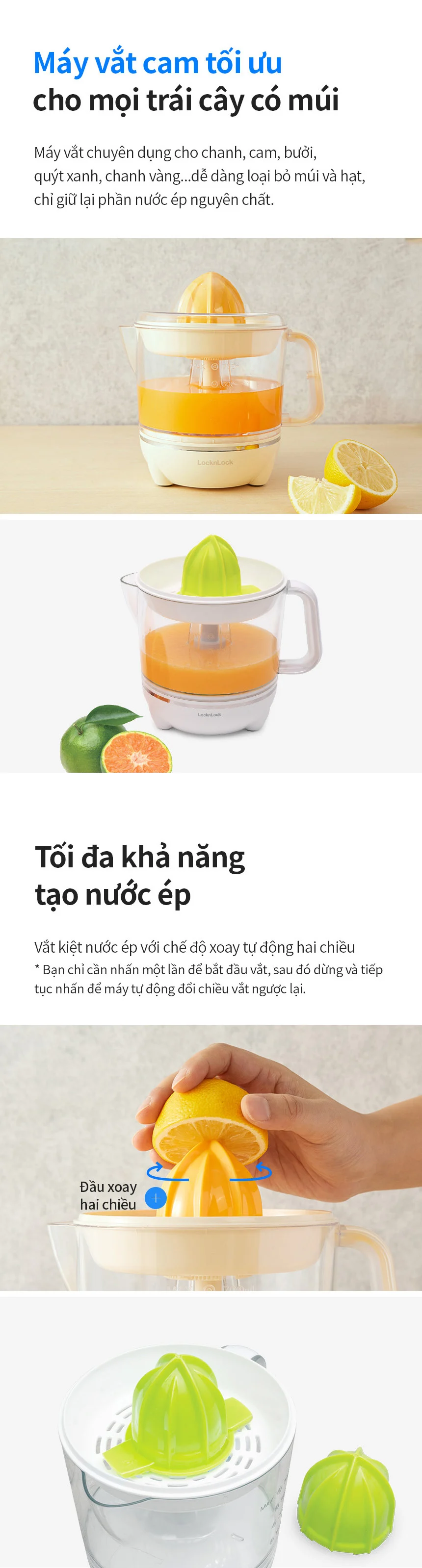 Máy vắt cam LocknLock 0.7L xoay ép 2 chiều cho nhiều nước cam - EJJ231 6 voucher 8 may vat cam locknlock 0 7l xoay ep 2 chieu cho nhieu nuoc cam ejj231 description 1785045529