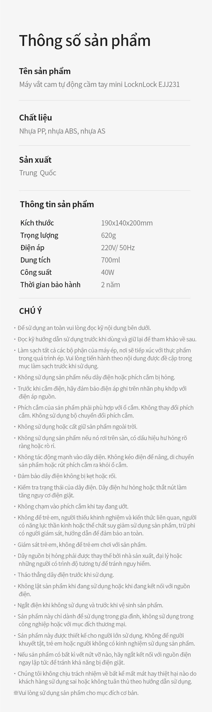 Máy vắt cam LocknLock 0.7L xoay ép 2 chiều cho nhiều nước cam - EJJ231 9 voucher 8 may vat cam locknlock 0 7l xoay ep 2 chieu cho nhieu nuoc cam ejj231 description 1785045532