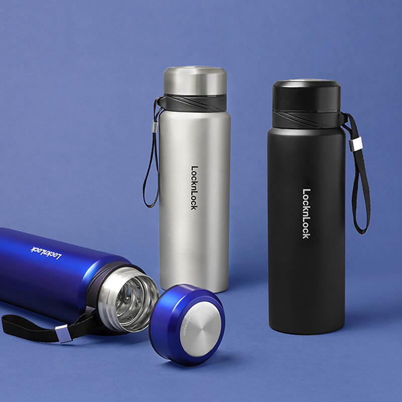 [Áp voucher 6%] Bình Giữ Nhiệt LocknLock Vacuum Bottle 800ml Bằng Thép Không Gỉ - 3 Màu (Xanh Đậm, Bạc, Đen) - LHC6180