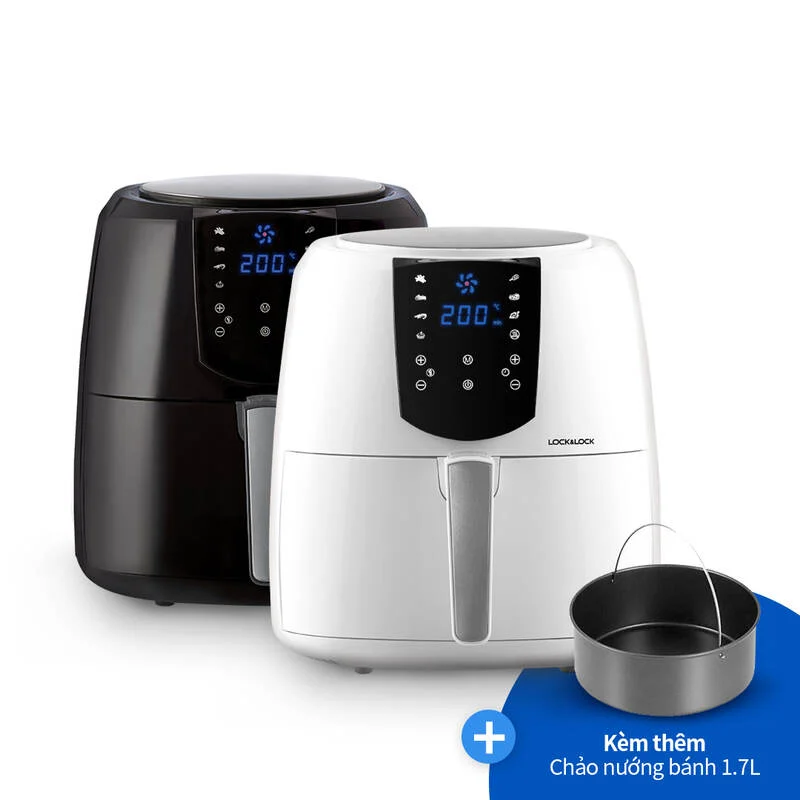 [Giảm ngay 300k] Nồi Chiên Không Dầu - Locknlock Jumbo Plus Air Fryer - 220 - 240V~ - 1800W - 50/60Hz - 5.2L - 2 Màu (Đen, Trắng) - EJF357