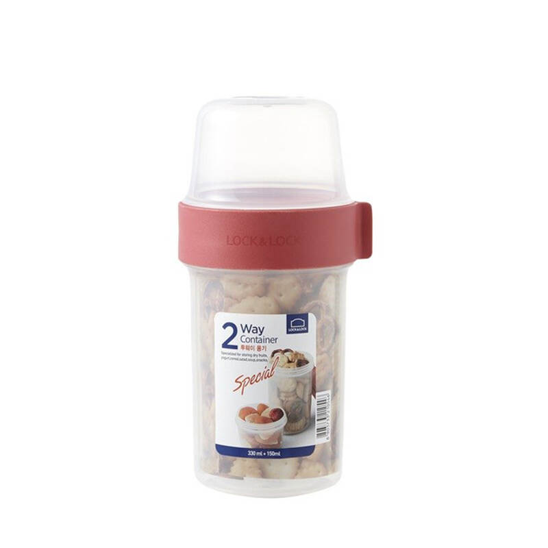 Hộp Nhựa LocknLock Twist Two Way 330ml + 150ml - Nắp Màu Đỏ - LLS213R