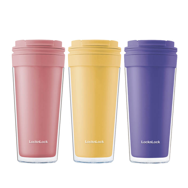 Ly Nhựa 2 Lớp LocknLock Bucket Cold Cup 580ml - 2 Màu (Vàng, Hồng) - HAP519