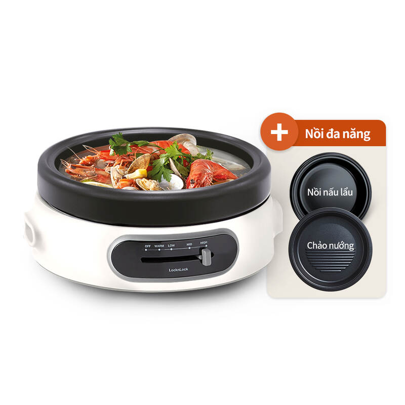 NồI Điện Đa Năng Locknlock Multi Cooker 220 - 240V, 50/60Hz, 1300 - 1500W, 4L - Màu Trắng - EJP544WHT